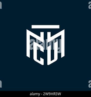 CU monogram initial logo with abstract geometric style design inspiration Stock Vector