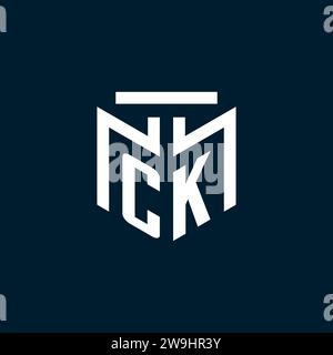 CK monogram initial logo with abstract geometric style design inspiration Stock Vector