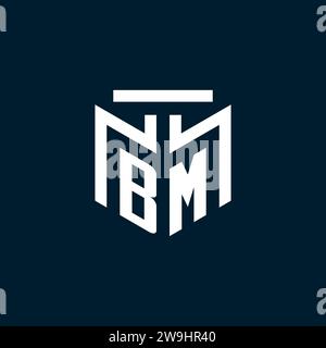 BM monogram initial logo with abstract geometric style design inspiration Stock Vector