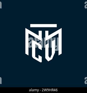 CV monogram initial logo with abstract geometric style design inspiration Stock Vector
