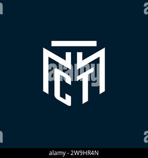 CT monogram initial logo with abstract geometric style design inspiration Stock Vector
