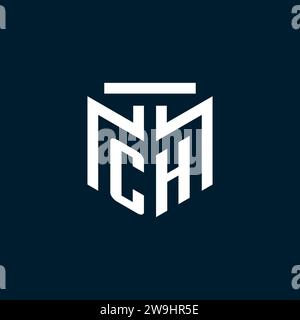 CH monogram initial logo with abstract geometric style design inspiration Stock Vector