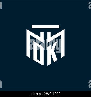 DK monogram initial logo with abstract geometric style design inspiration Stock Vector