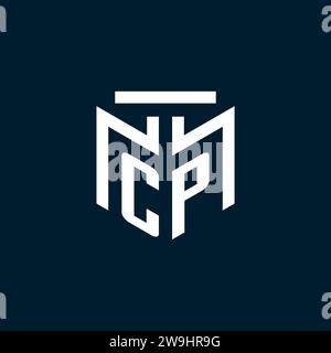 CP monogram initial logo with abstract geometric style design inspiration Stock Vector