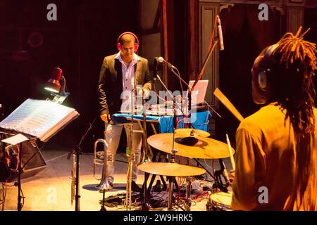 Yasek Manzano live performance in Teatro La Caridad (Charity Theater), Santa Clara, Cuba Stock Photo