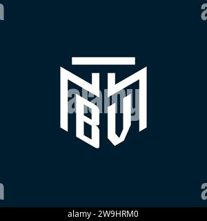 BV monogram initial logo with abstract geometric style design inspiration Stock Vector