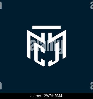CJ monogram initial logo with abstract geometric style design inspiration Stock Vector