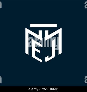 EJ monogram initial logo with abstract geometric style design inspiration Stock Vector