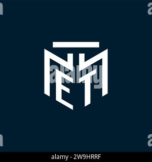 ET monogram initial logo with abstract geometric style design inspiration Stock Vector
