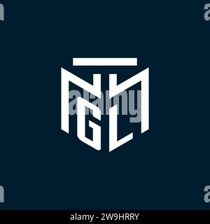 GL monogram initial logo with abstract geometric style design inspiration Stock Vector