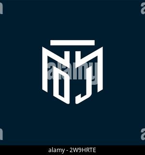 DJ monogram initial logo with abstract geometric style design inspiration Stock Vector