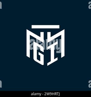 GI monogram initial logo with abstract geometric style design inspiration Stock Vector