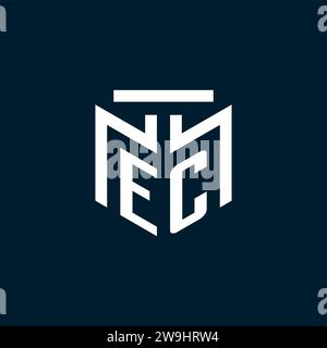 EC monogram initial logo with abstract geometric style design inspiration Stock Vector