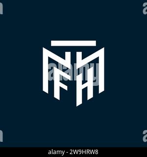 FH monogram initial logo with abstract geometric style design inspiration Stock Vector