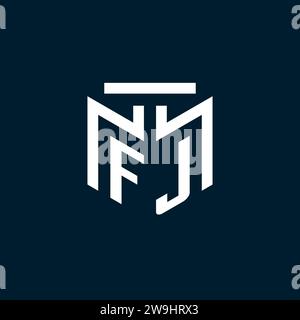 FJ monogram initial logo with abstract geometric style design inspiration Stock Vector