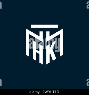 HK monogram initial logo with abstract geometric style design inspiration Stock Vector
