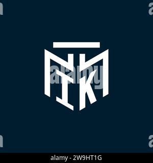 IK monogram initial logo with abstract geometric style design inspiration Stock Vector
