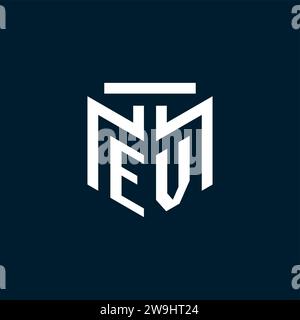 EV monogram initial logo with abstract geometric style design inspiration Stock Vector