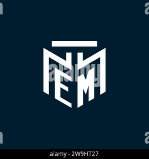 EM monogram initial logo with abstract geometric style design inspiration Stock Vector
