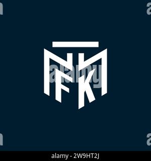 FK monogram initial logo with abstract geometric style design inspiration Stock Vector