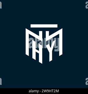 HY monogram initial logo with abstract geometric style design inspiration Stock Vector