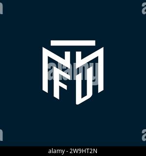 FU monogram initial logo with abstract geometric style design inspiration Stock Vector