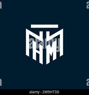 HM monogram initial logo with abstract geometric style design inspiration Stock Vector