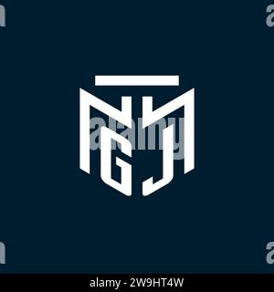 GJ monogram initial logo with abstract geometric style design inspiration Stock Vector