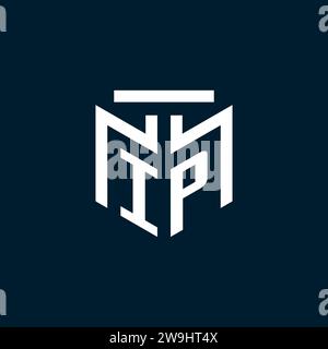 IP monogram initial logo with abstract geometric style design inspiration Stock Vector