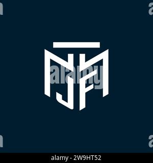 JF monogram initial logo with abstract geometric style design inspiration Stock Vector