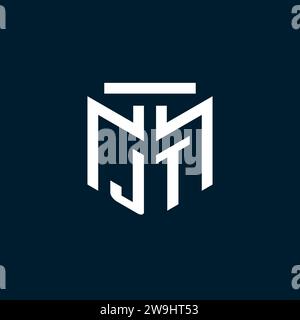JT monogram initial logo with abstract geometric style design inspiration Stock Vector