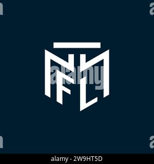 FL monogram initial logo with abstract geometric style design inspiration Stock Vector