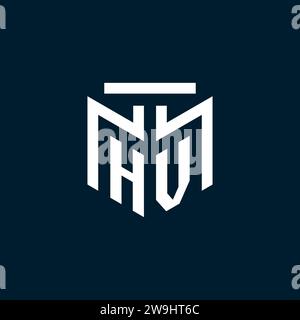 HV monogram initial logo with abstract geometric style design inspiration Stock Vector