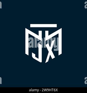 JX monogram initial logo with abstract geometric style design inspiration Stock Vector