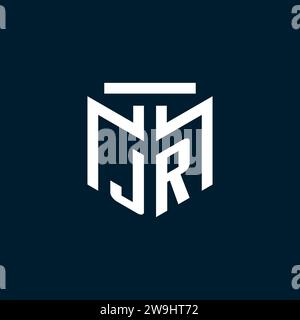 JR monogram initial logo with abstract geometric style design inspiration Stock Vector