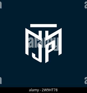 JP monogram initial logo with abstract geometric style design inspiration Stock Vector