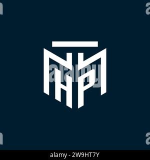 HP monogram initial logo with abstract geometric style design inspiration Stock Vector