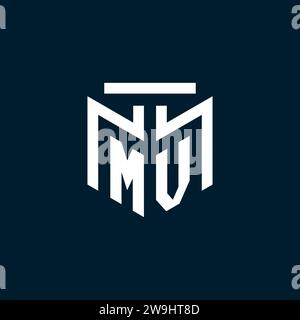 MV monogram initial logo with abstract geometric style design inspiration Stock Vector