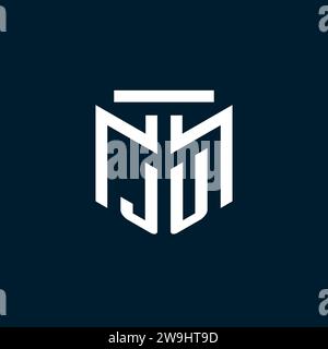 JU monogram initial logo with abstract geometric style design inspiration Stock Vector