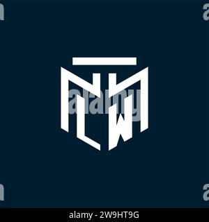 LW monogram initial logo with abstract geometric style design inspiration Stock Vector