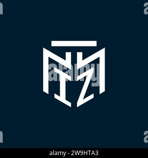 IZ monogram initial logo with abstract geometric style design inspiration Stock Vector