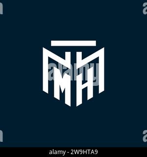 MH monogram initial logo with abstract geometric style design inspiration Stock Vector