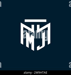 MJ monogram initial logo with abstract geometric style design inspiration Stock Vector