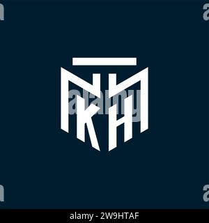 KH monogram initial logo with abstract geometric style design inspiration Stock Vector