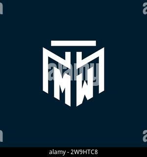 MW monogram initial logo with abstract geometric style design inspiration Stock Vector