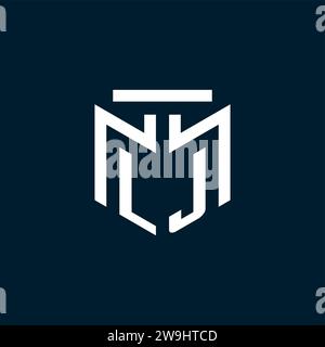 LJ monogram initial logo with abstract geometric style design inspiration Stock Vector
