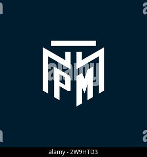 PM monogram initial logo with abstract geometric style design inspiration Stock Vector
