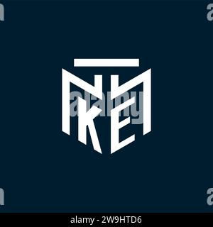 KE monogram initial logo with abstract geometric style design inspiration Stock Vector
