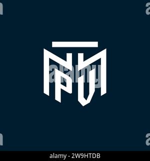 PV monogram initial logo with abstract geometric style design inspiration Stock Vector