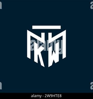 KW monogram initial logo with abstract geometric style design inspiration Stock Vector